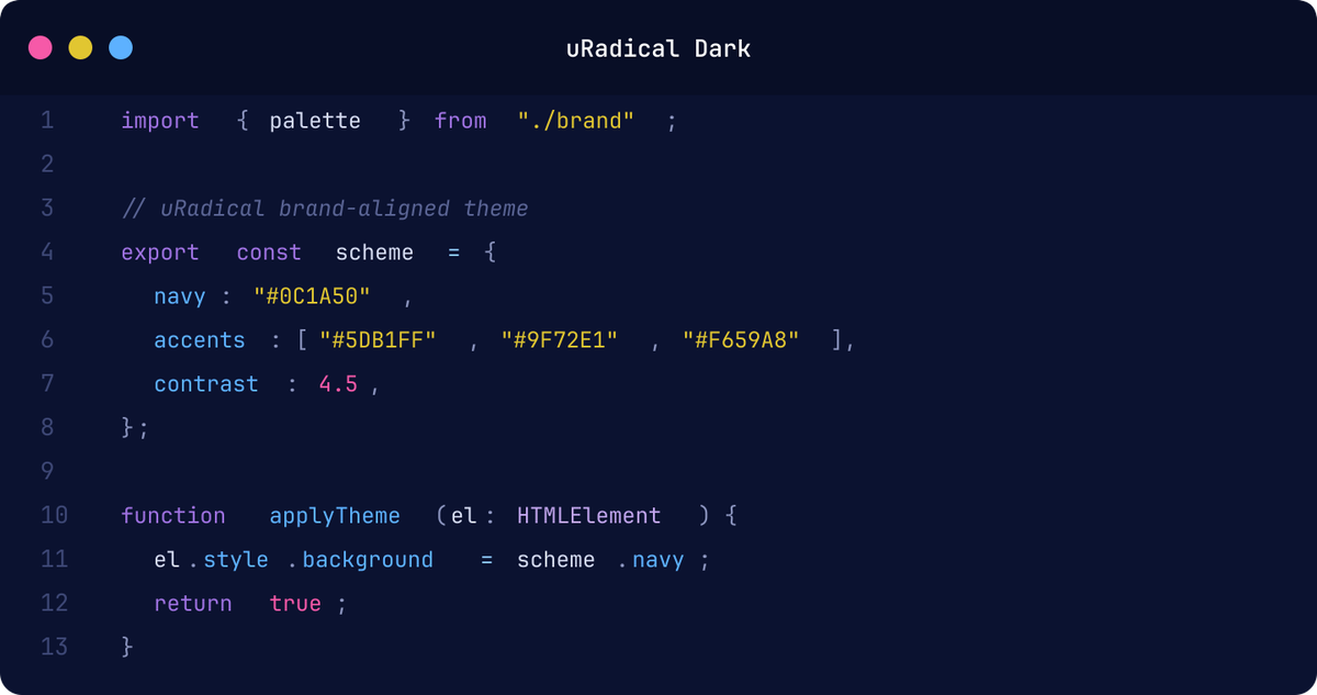 uRadical Dark theme preview