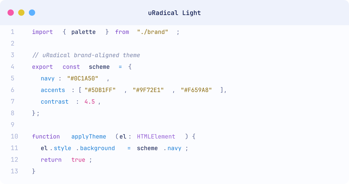 uRadical Light theme preview