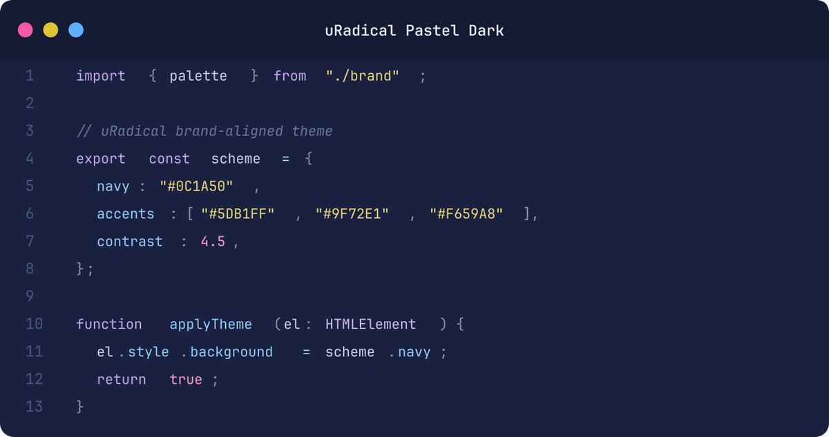 uRadical Pastel Dark theme preview