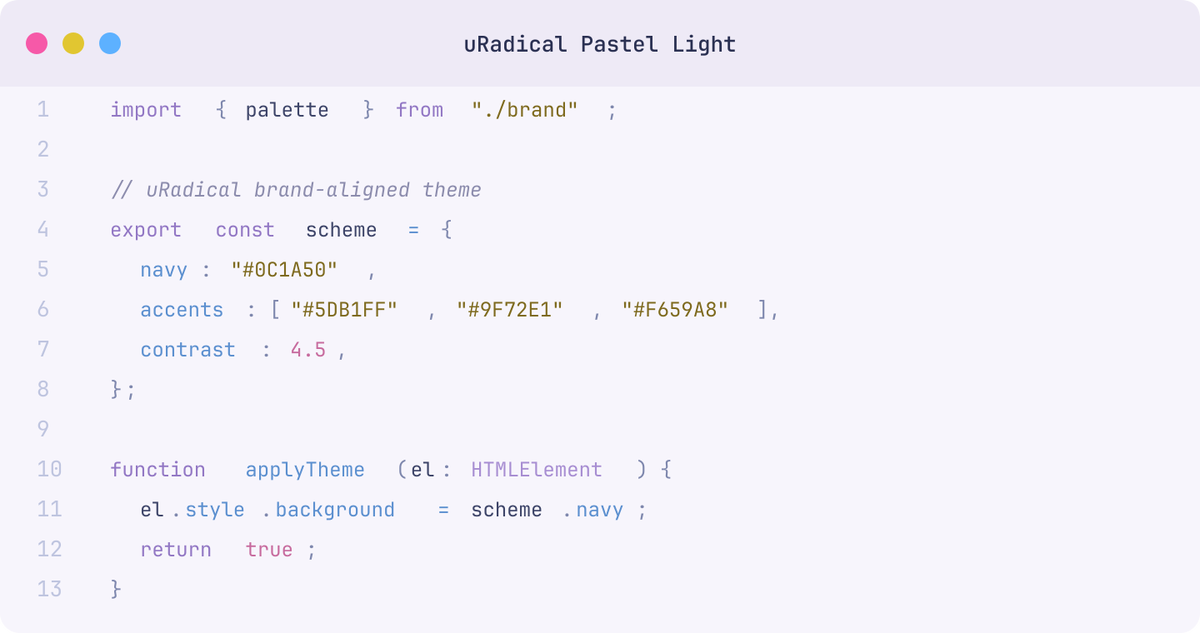 uRadical Pastel Light theme preview